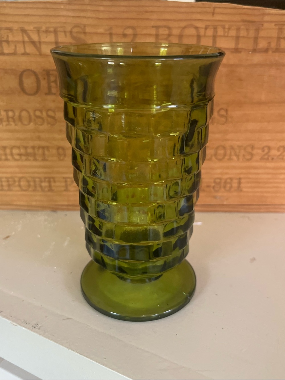One WHITEHALL GREEN by Colony 6" Iced Tea  Glass Flared Rim 14 oz
